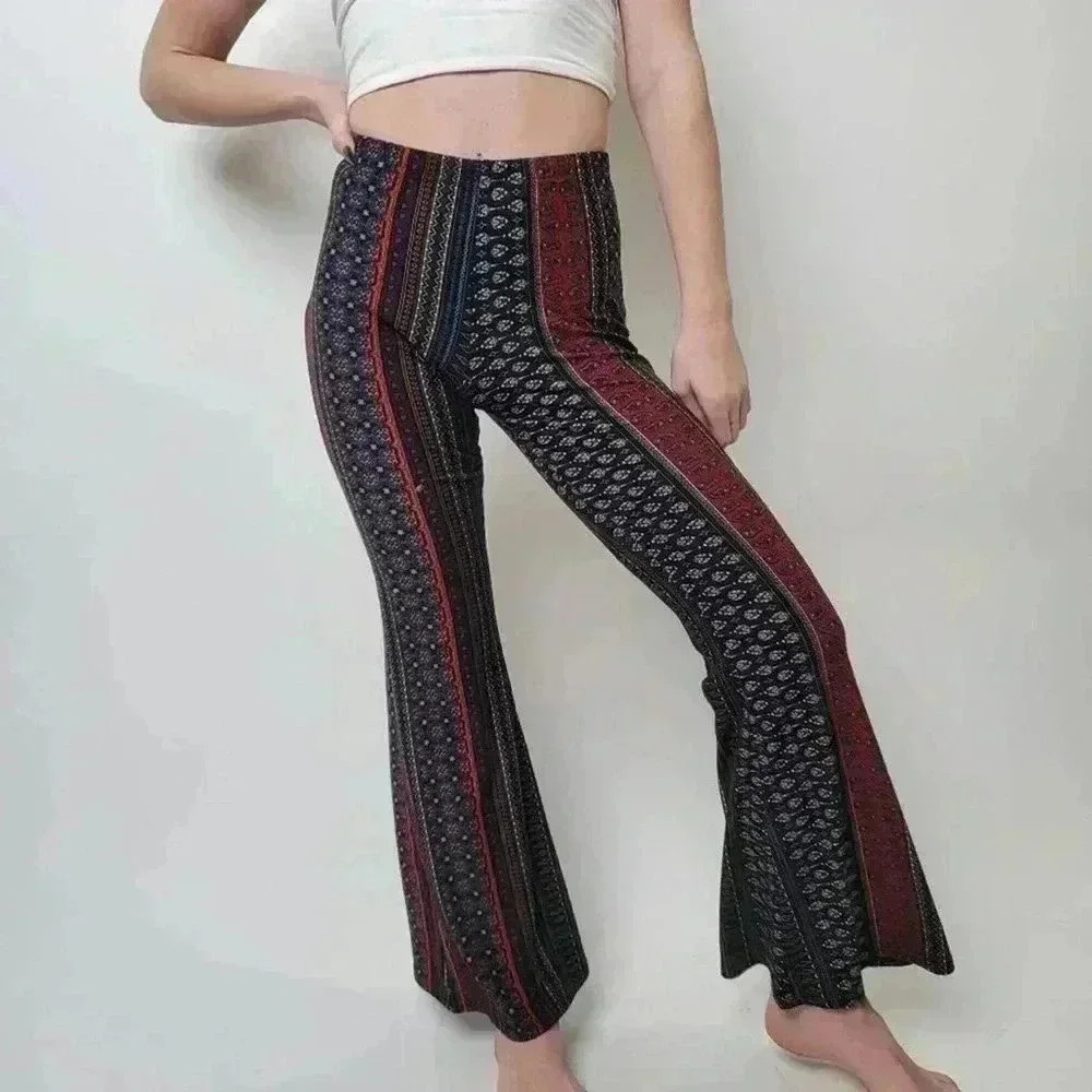 LA Gypsy Flared Boho High Rise Leggings - S